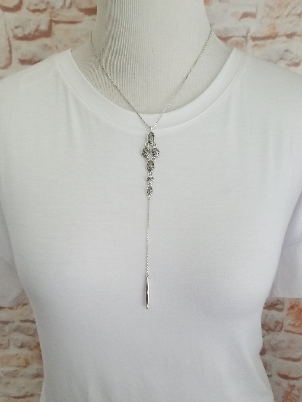 New Lucky Brand Pave Lariat Necklace